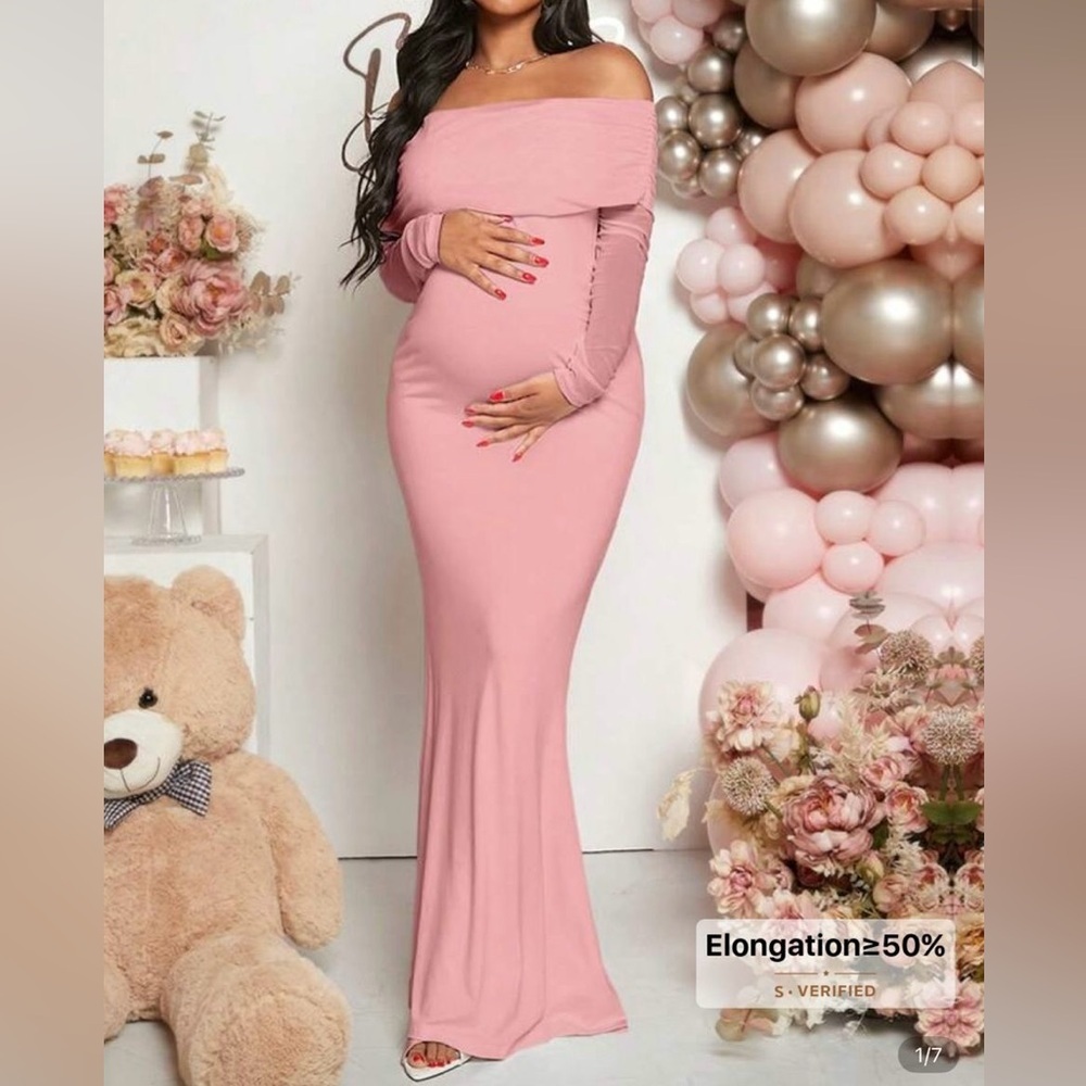 SHEIN Pink Off-Shoulder Long Sleeve Dress